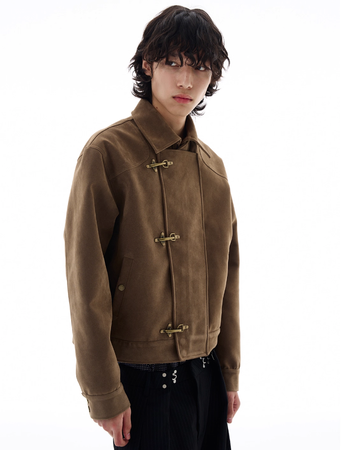 Micro Suede Fireman Clasp Jacket