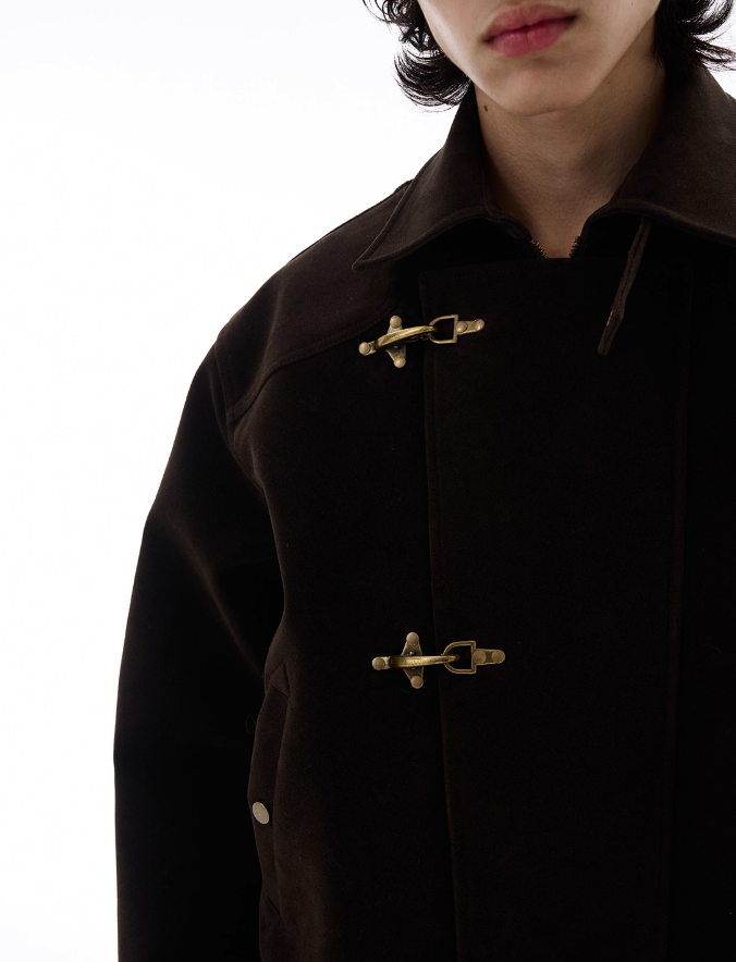 Micro Suede Fireman Clasp Jacket