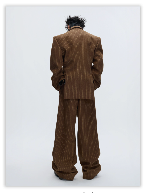 Drip Contrast Striped Blazer & Pleated Pants Set