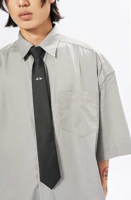 Logo Print Zipped Neck Tie