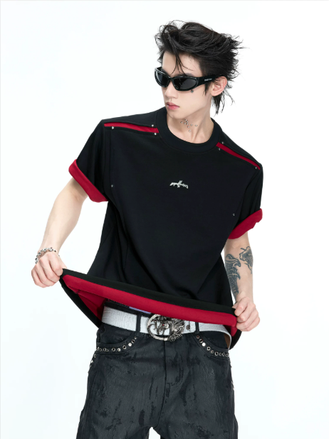 Contrast Double-Layered Structured T-Shirt