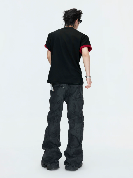 Contrast Double-Layered Structured T-Shirt
