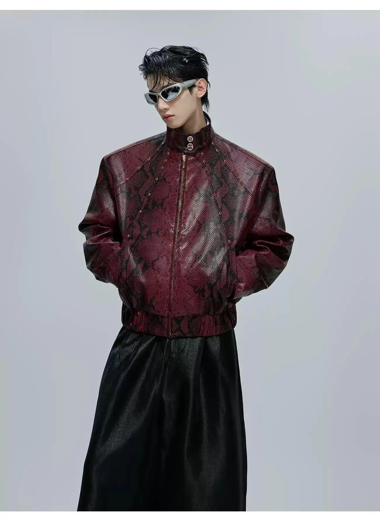 Red Rhinestoned Textured Jacket