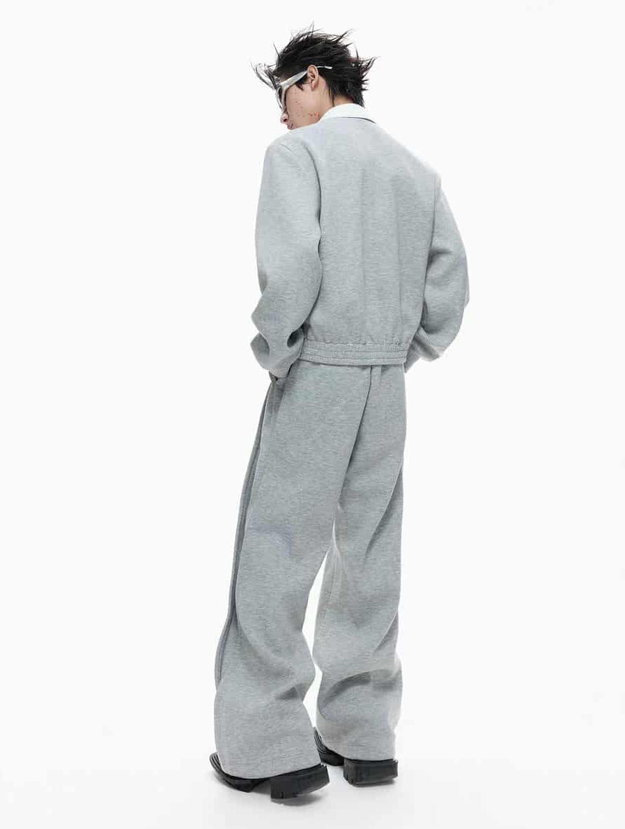 Shirt Layered Cardigan & Structured Sweatpants Set
