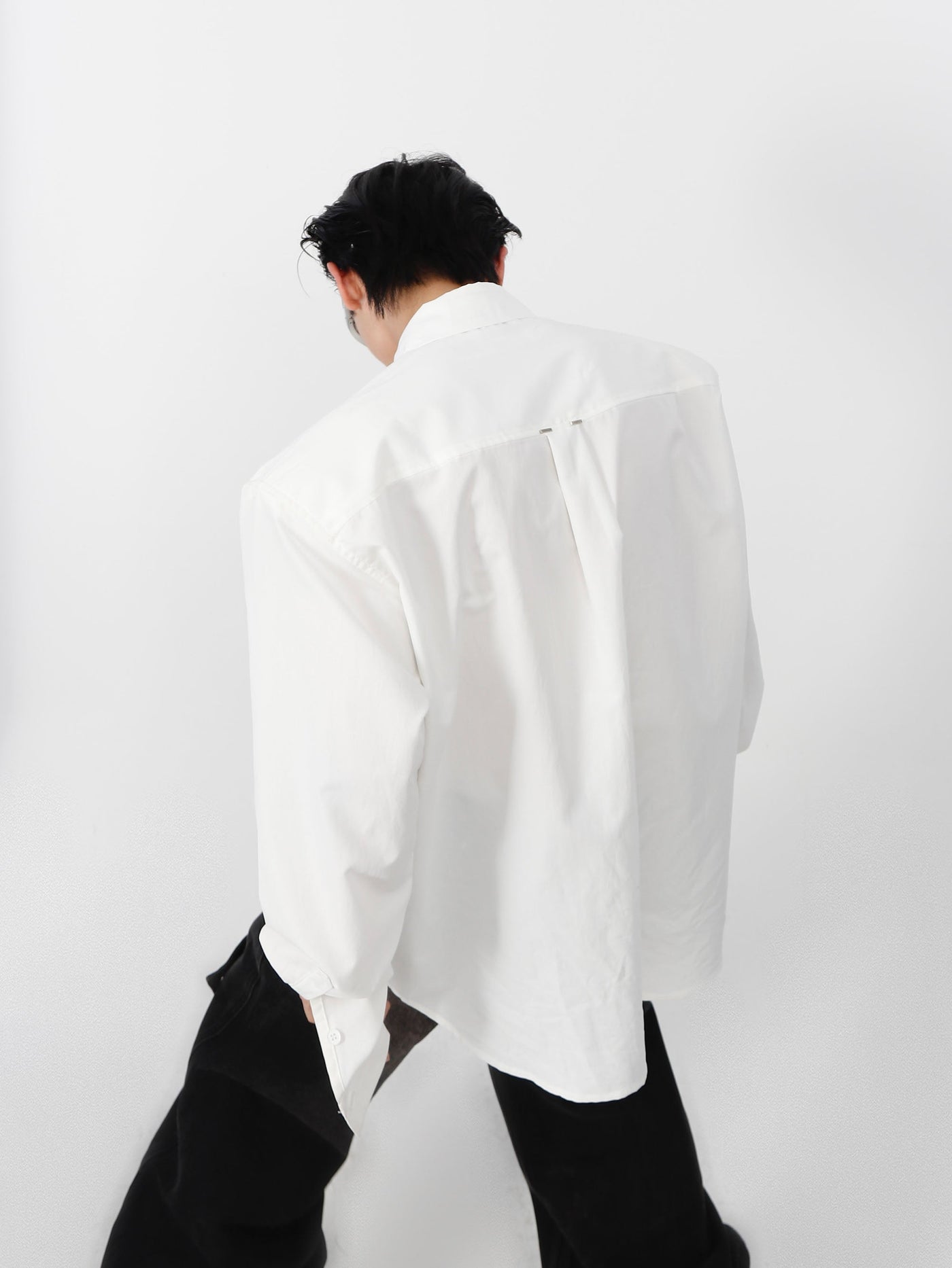 Metal Pleated Long Sleeve Shirt