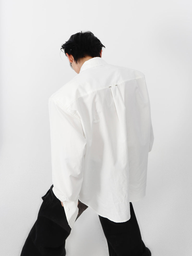 Metal Pleated Long Sleeve Shirt