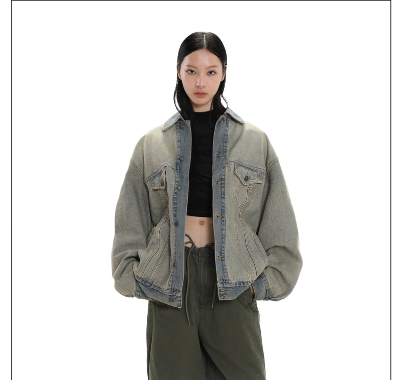 Wide Shoulder Denim Jacket