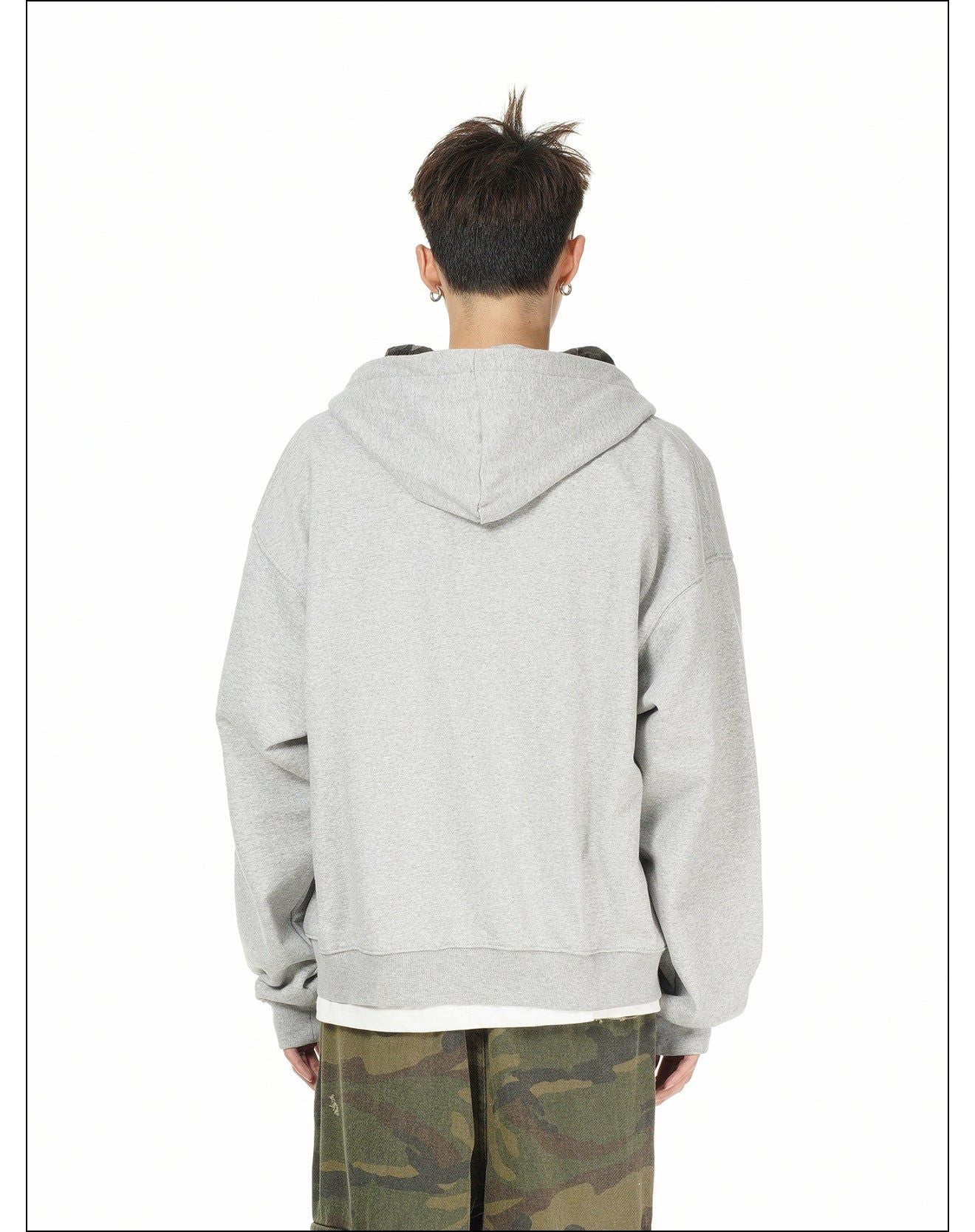 Camouflage Tie-Strap Zip-Up Hoodie