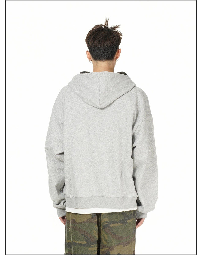 Camouflage Tie-Strap Zip-Up Hoodie