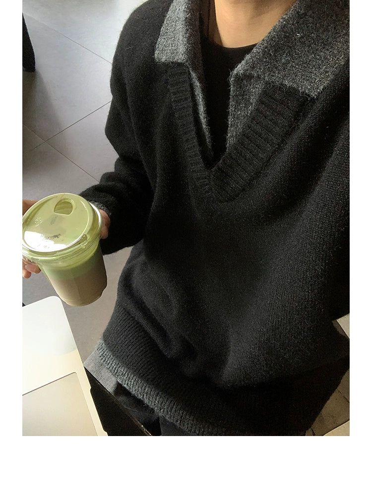 Casual Two-Piece Collar V-Neck Sweater