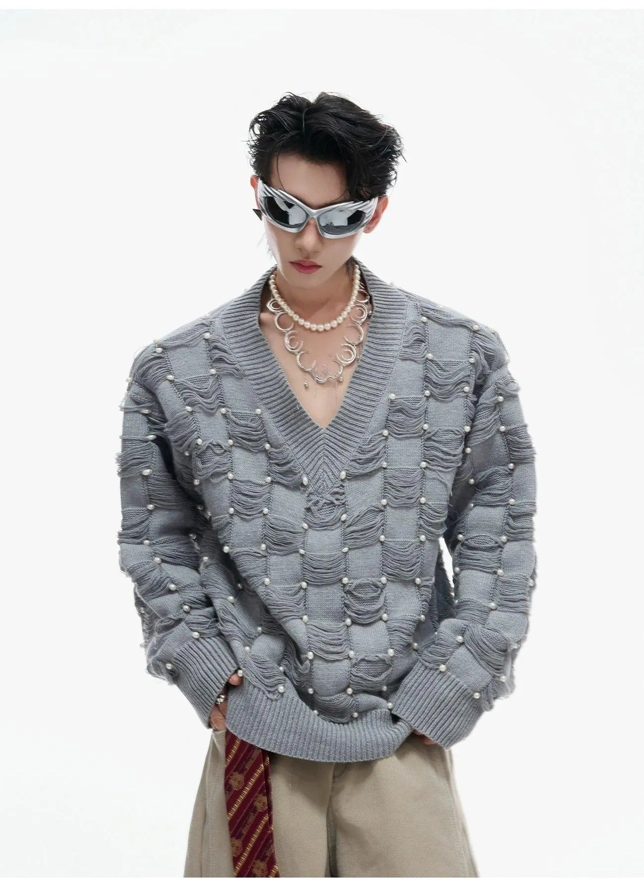 Distressed Threads Patterned Sweater