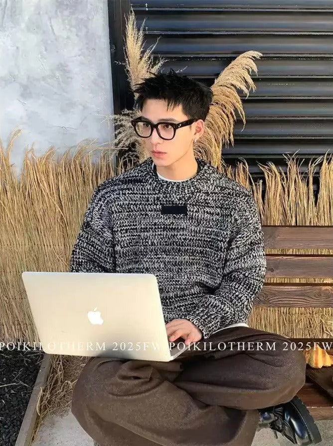 Vintage Textured Contrast Sweater