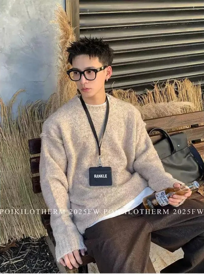 Fuzzy Textured Clean Fit Sweater