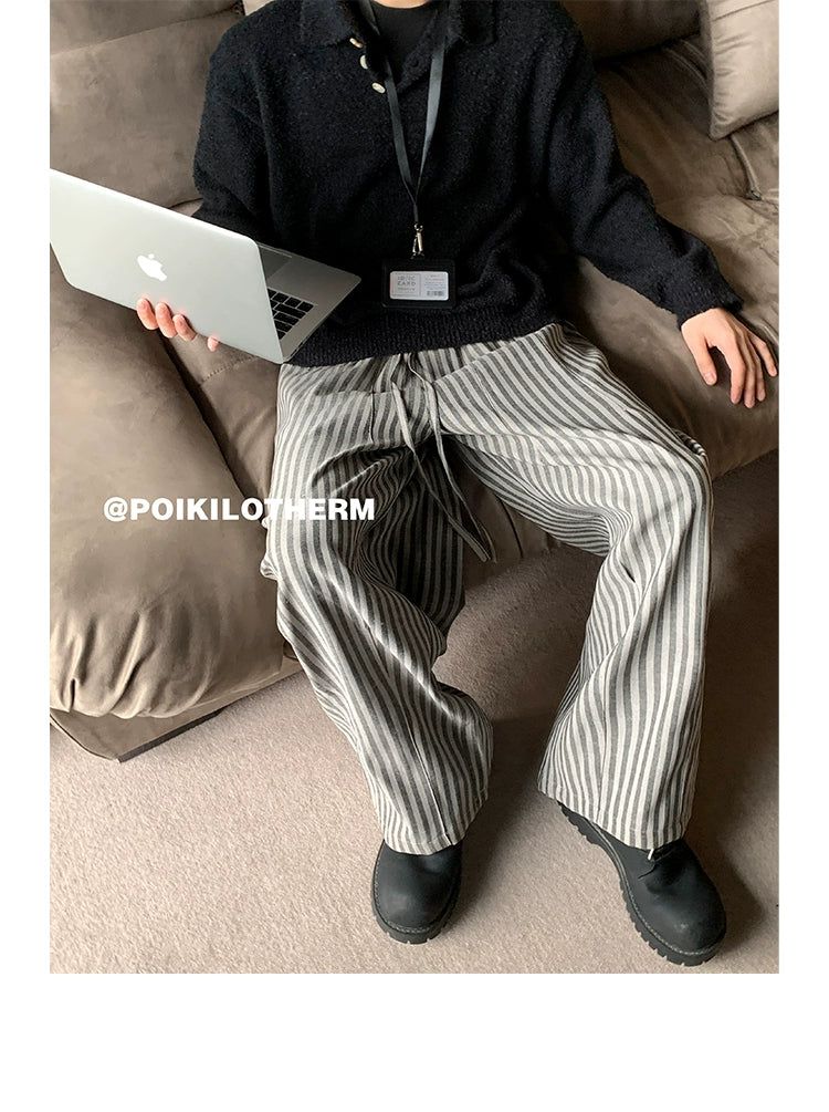 Drape Loose Striped Pants