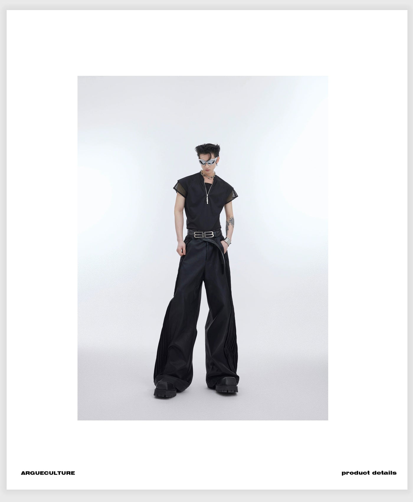 Mesh Sleeve Half-Zipped Shirt