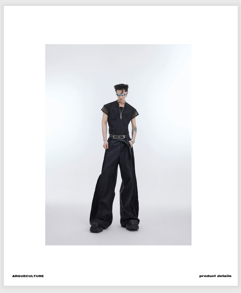 Mesh Sleeve Half-Zipped Shirt