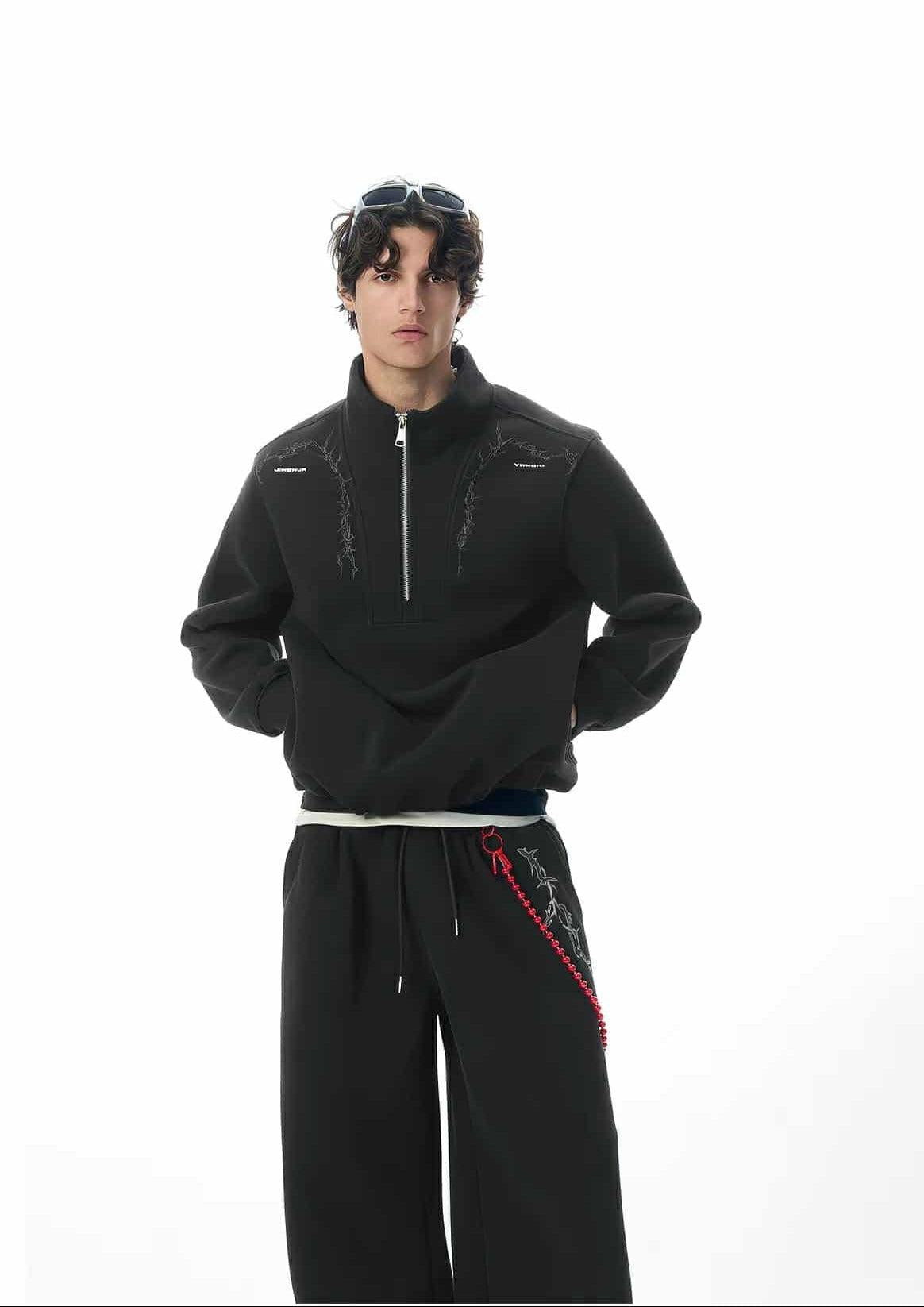 Thorn Graphic Print Half-Zip