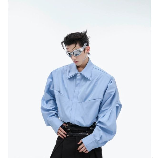 Double Collar Pleated Shirt
