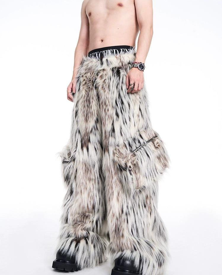 Furry Leopard Jacket & Side Pocket Pants Set