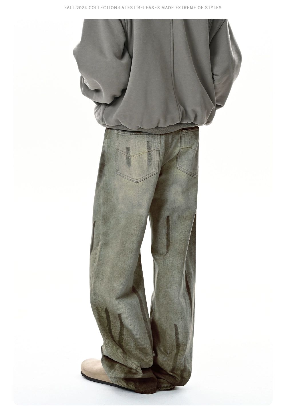 Hand-Painted Graffiti Drawstring Jeans