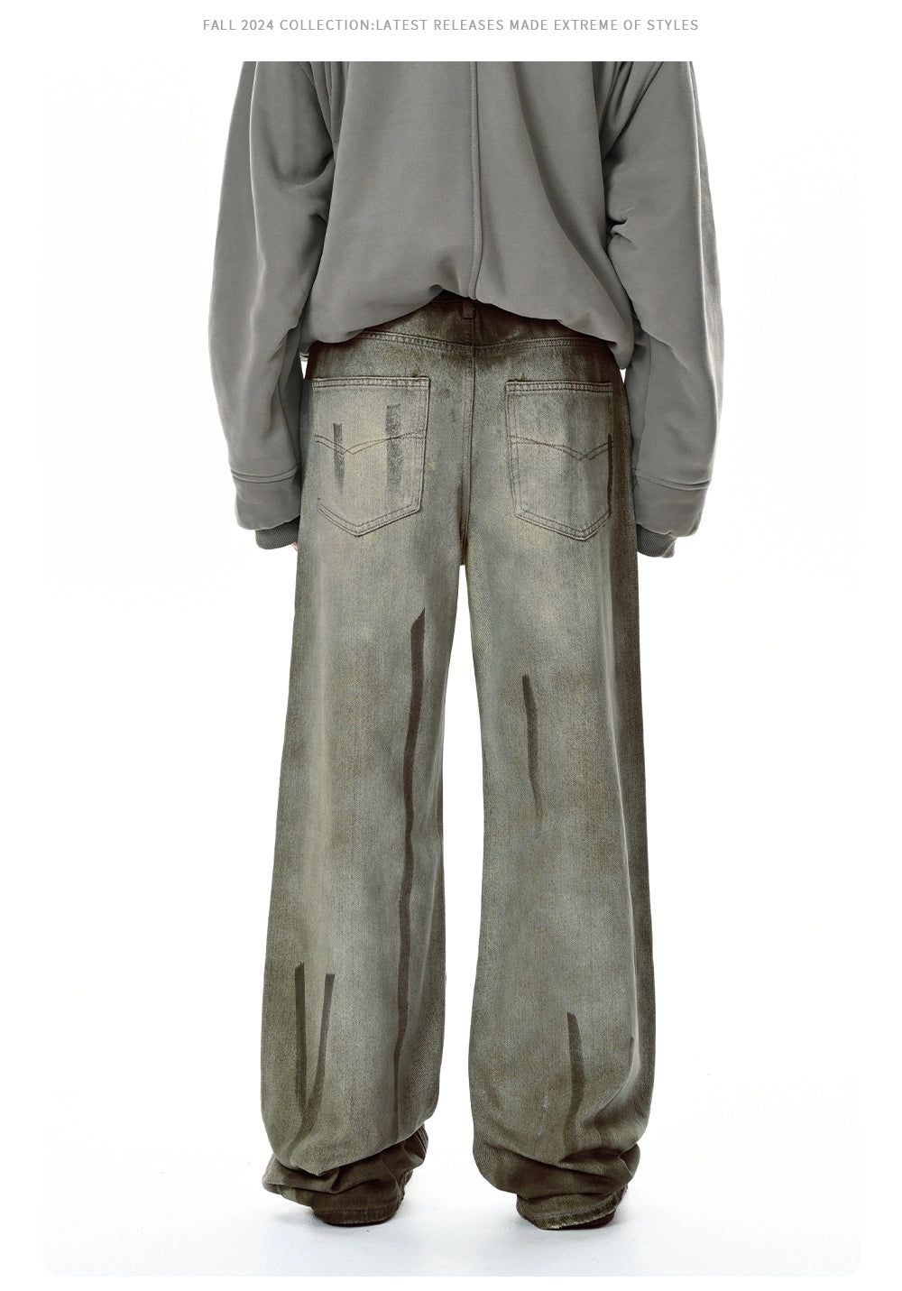 Hand-Painted Graffiti Drawstring Jeans