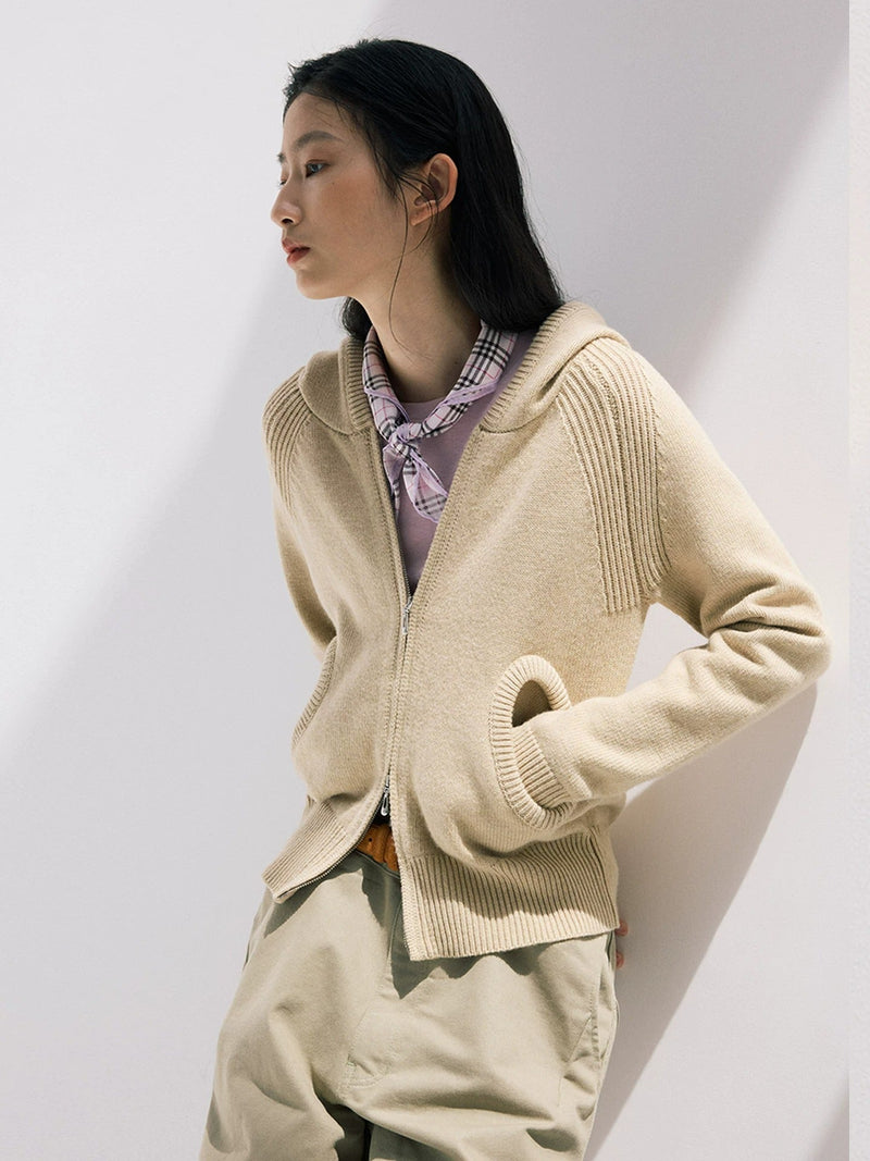 Cozy Ribbed Knit Zip-Up Hoodie