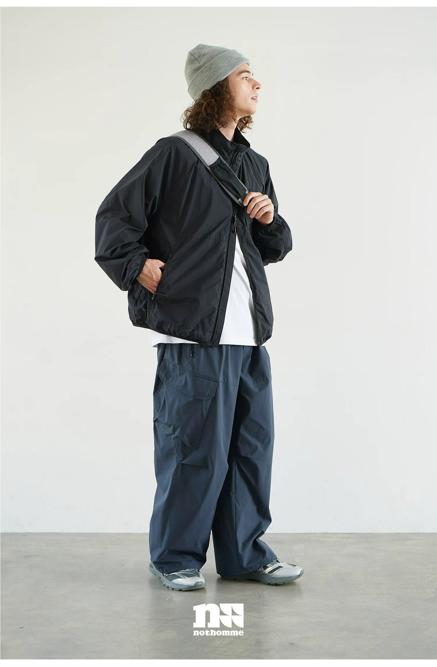 Stand Collar Padded Windbreaker Jacket