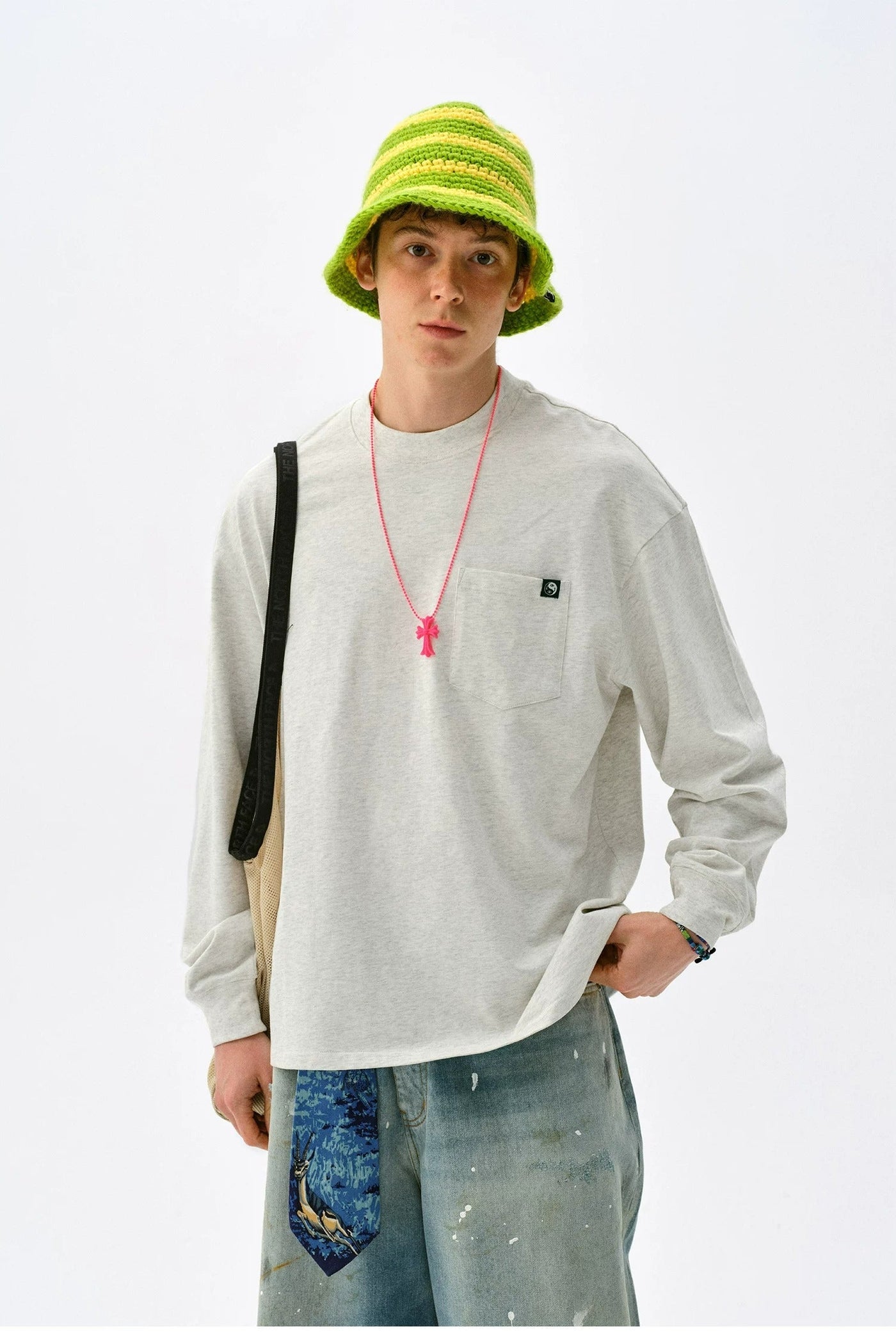 Chest Pocket Boxy Fit L/S T-Shirt