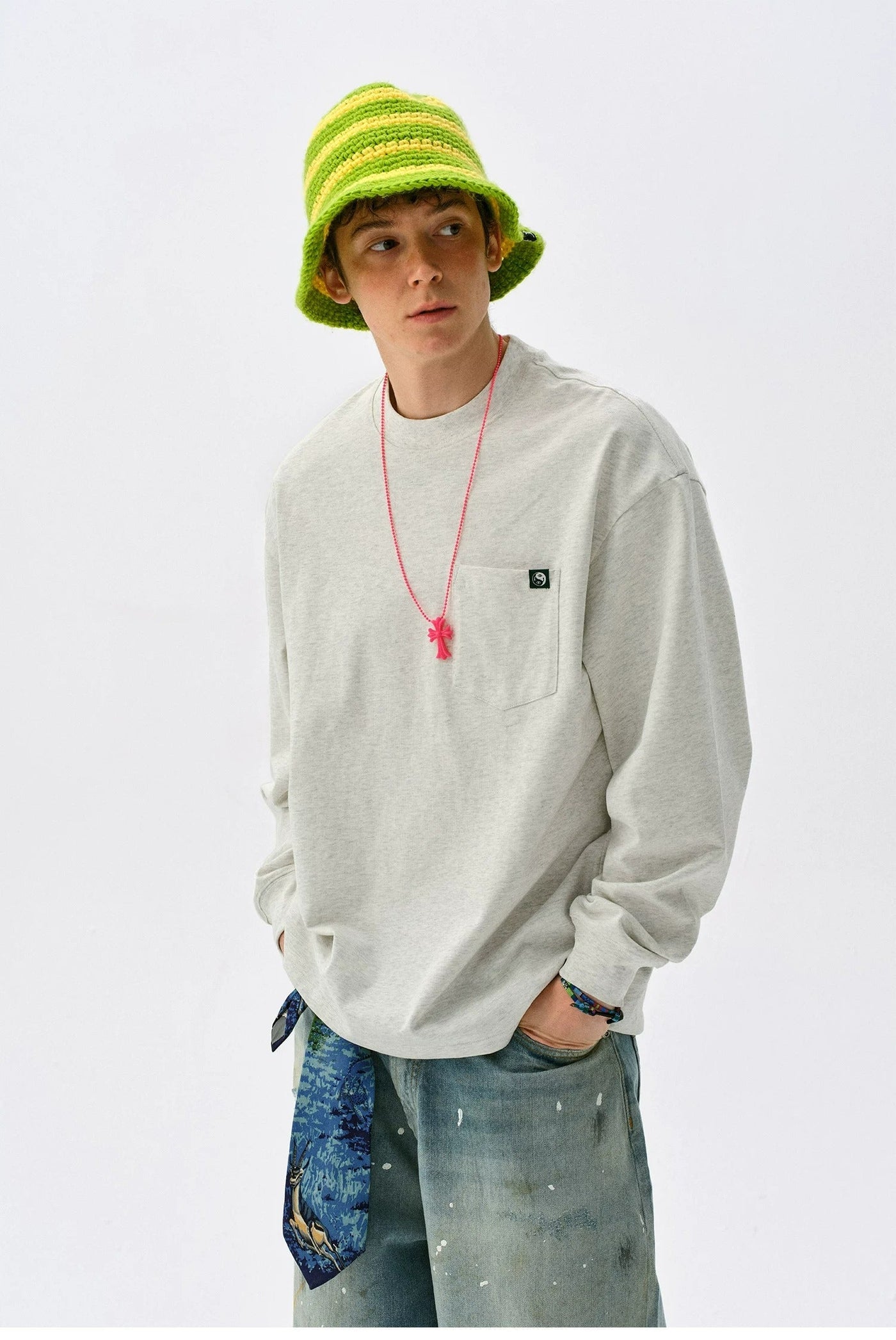 Chest Pocket Boxy Fit L/S T-Shirt