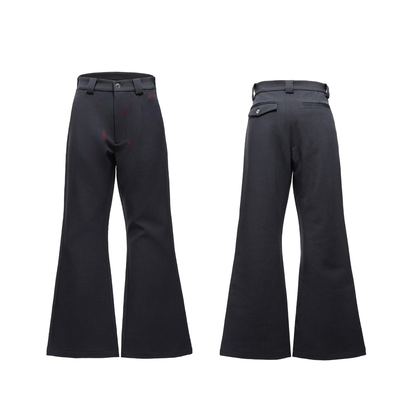 Pleated Lip Print Flared Trousers