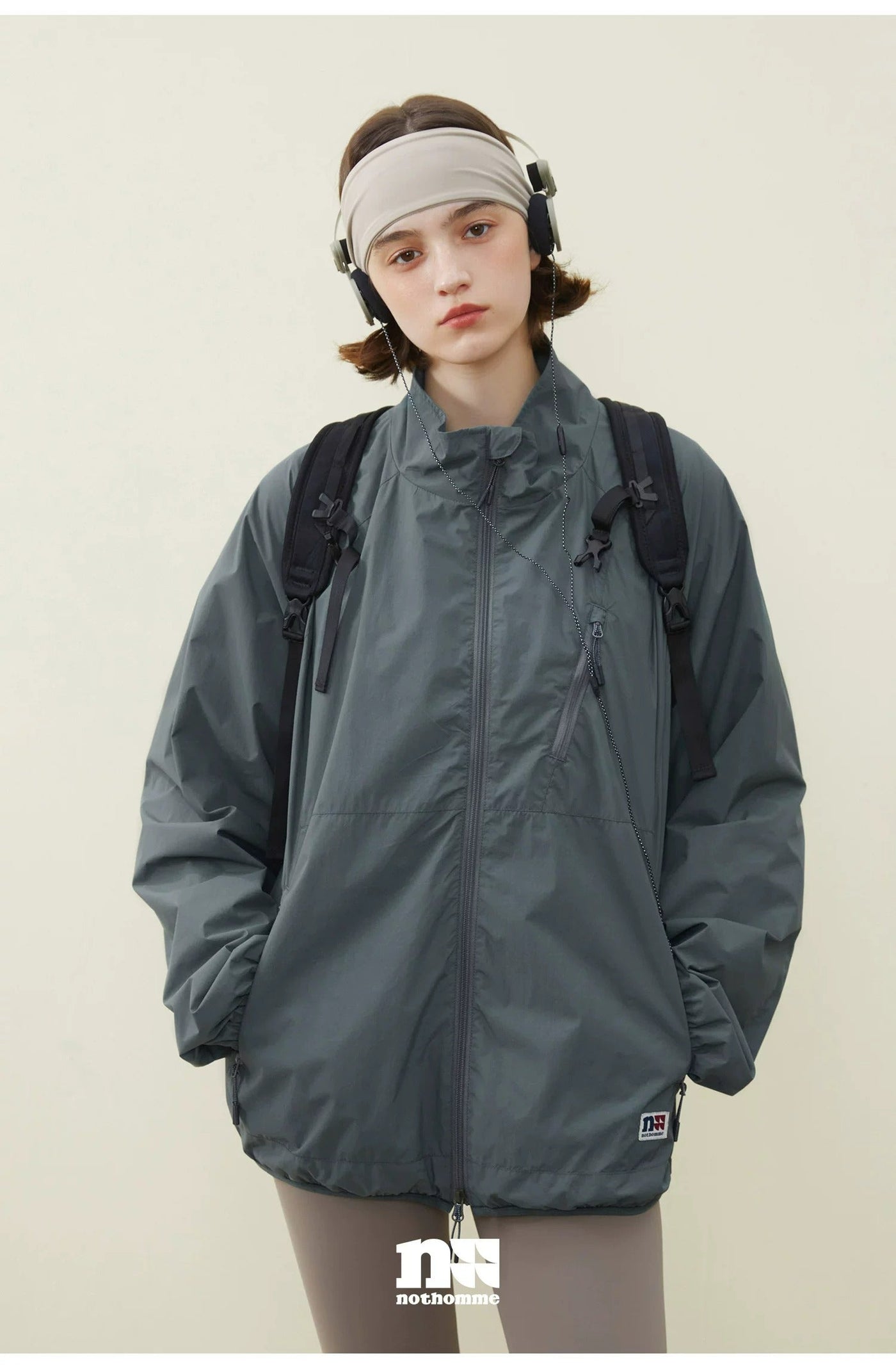 Stand Collar Padded Windbreaker Jacket