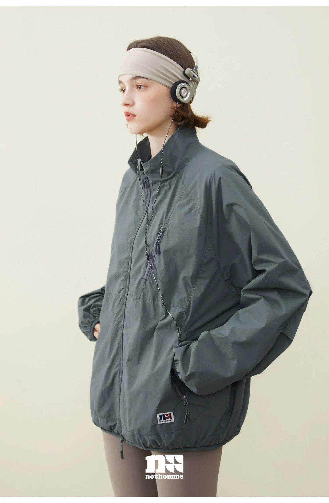 Stand Collar Padded Windbreaker Jacket