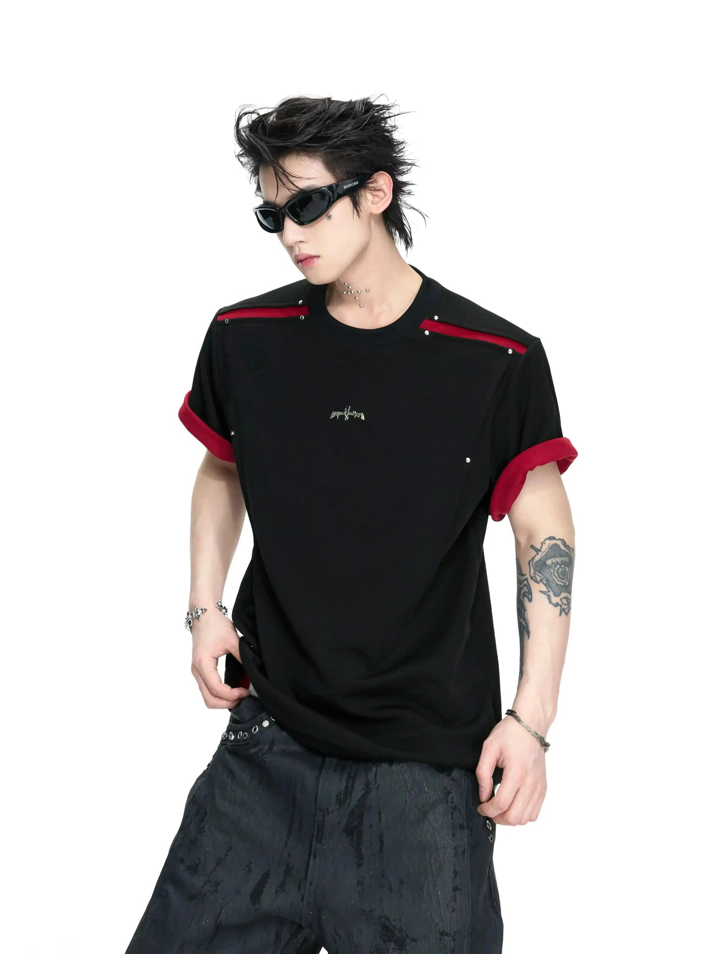 Contrast Double-Layered Structured T-Shirt