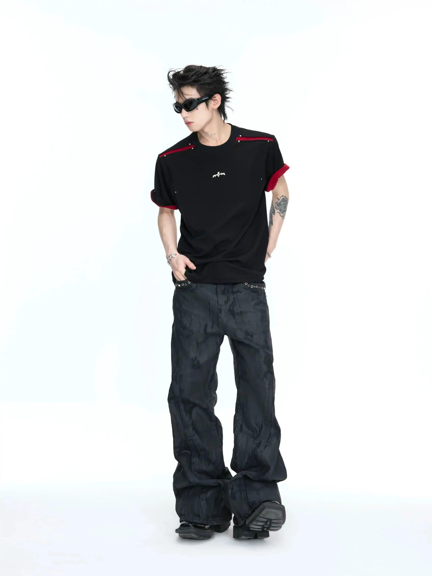 Contrast Double-Layered Structured T-Shirt