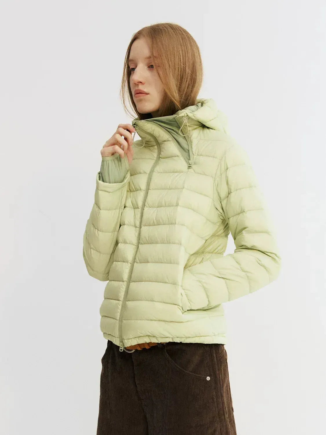 Side-Zip Quilted Hooded Down Jacket