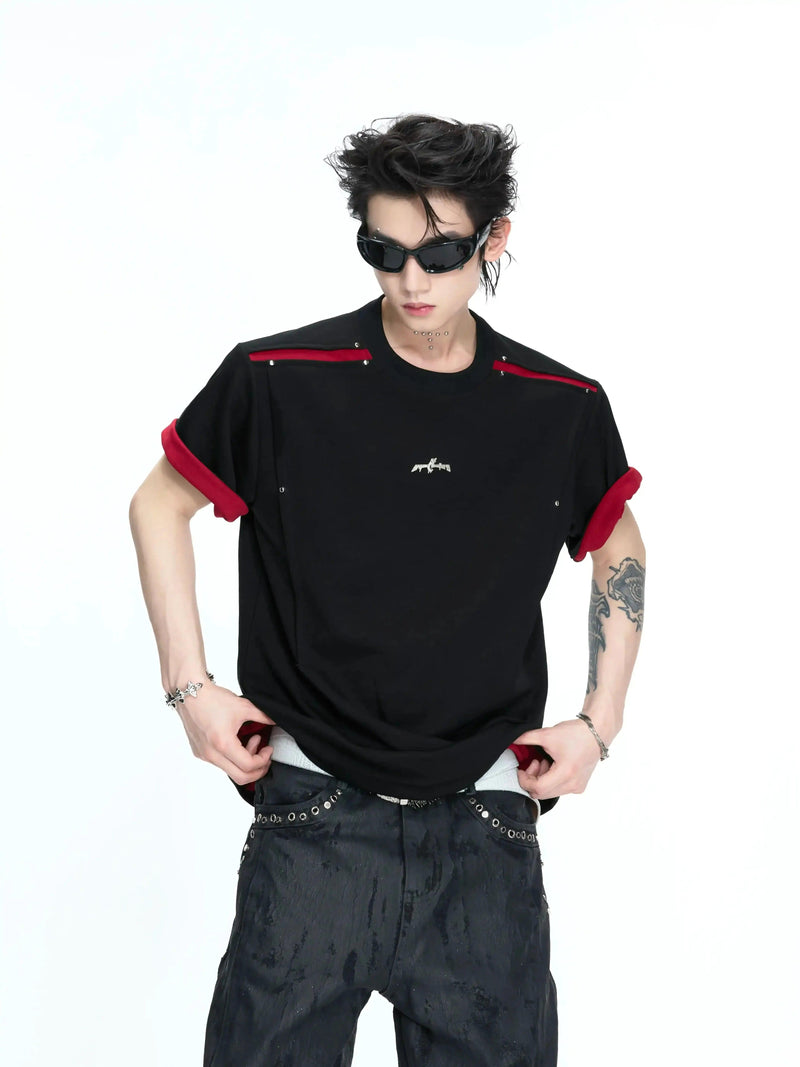 Contrast Double-Layered Structured T-Shirt