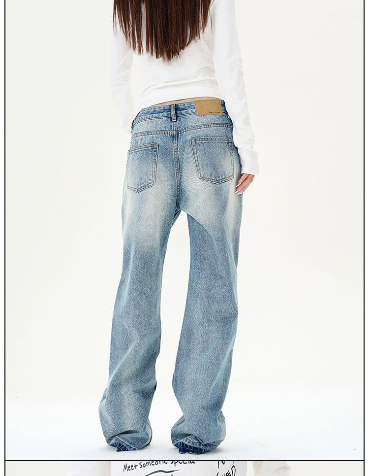 Light Wash Letter Print Jeans