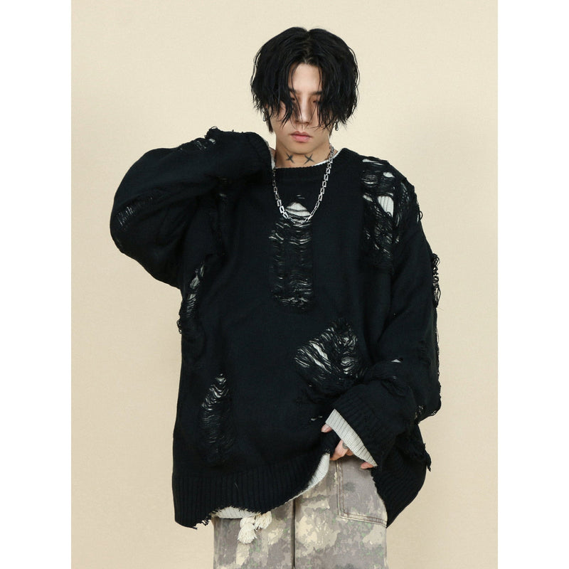 Ripped Effect Crewneck