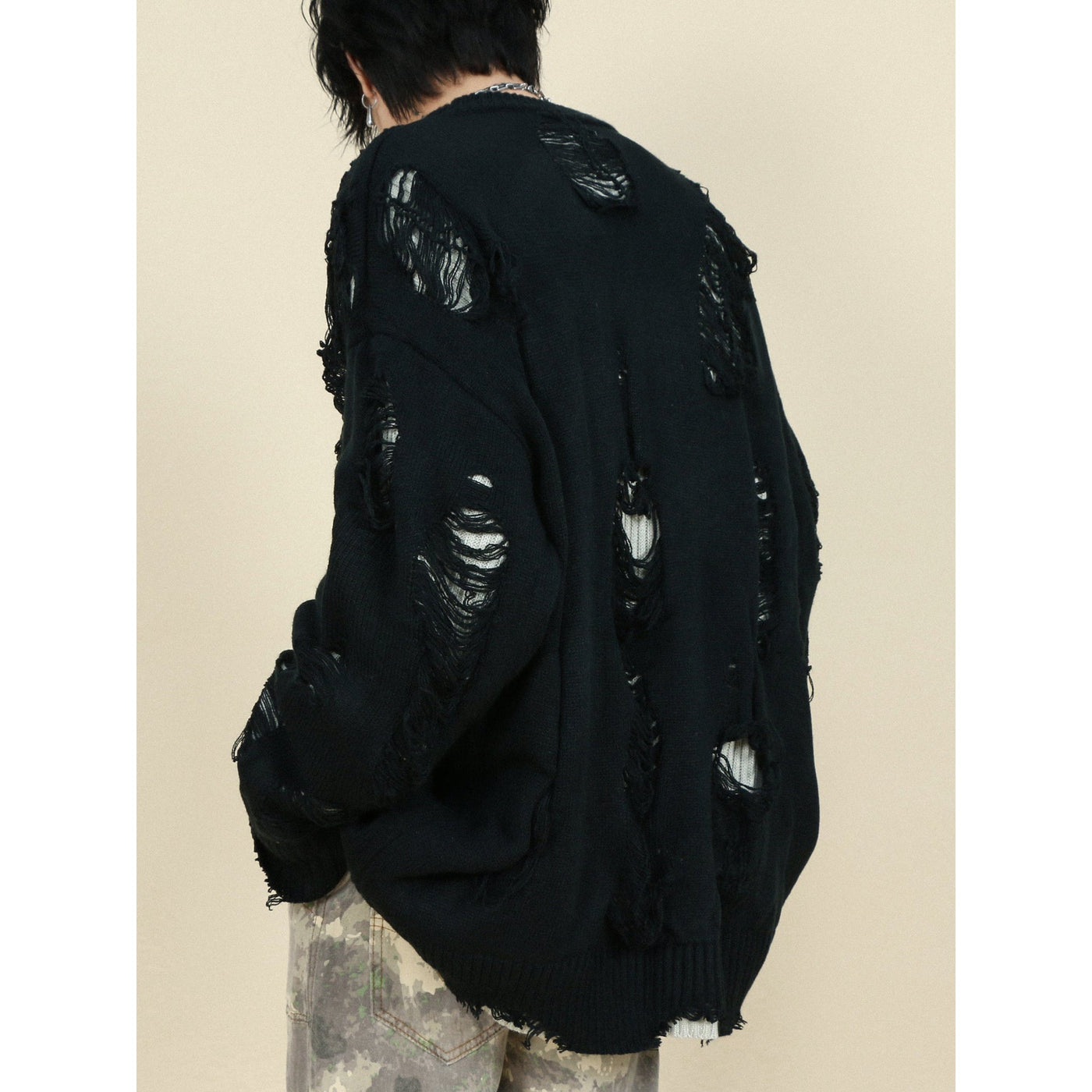 Ripped Effect Crewneck
