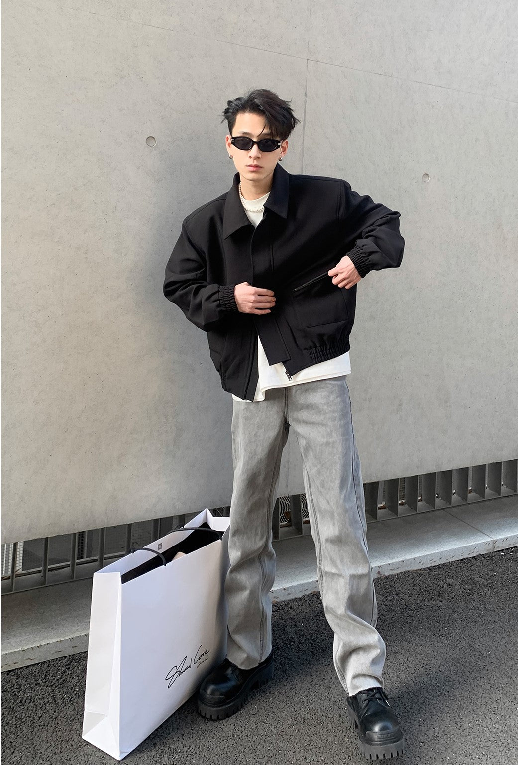 Ruched Hem Lapel Jacket