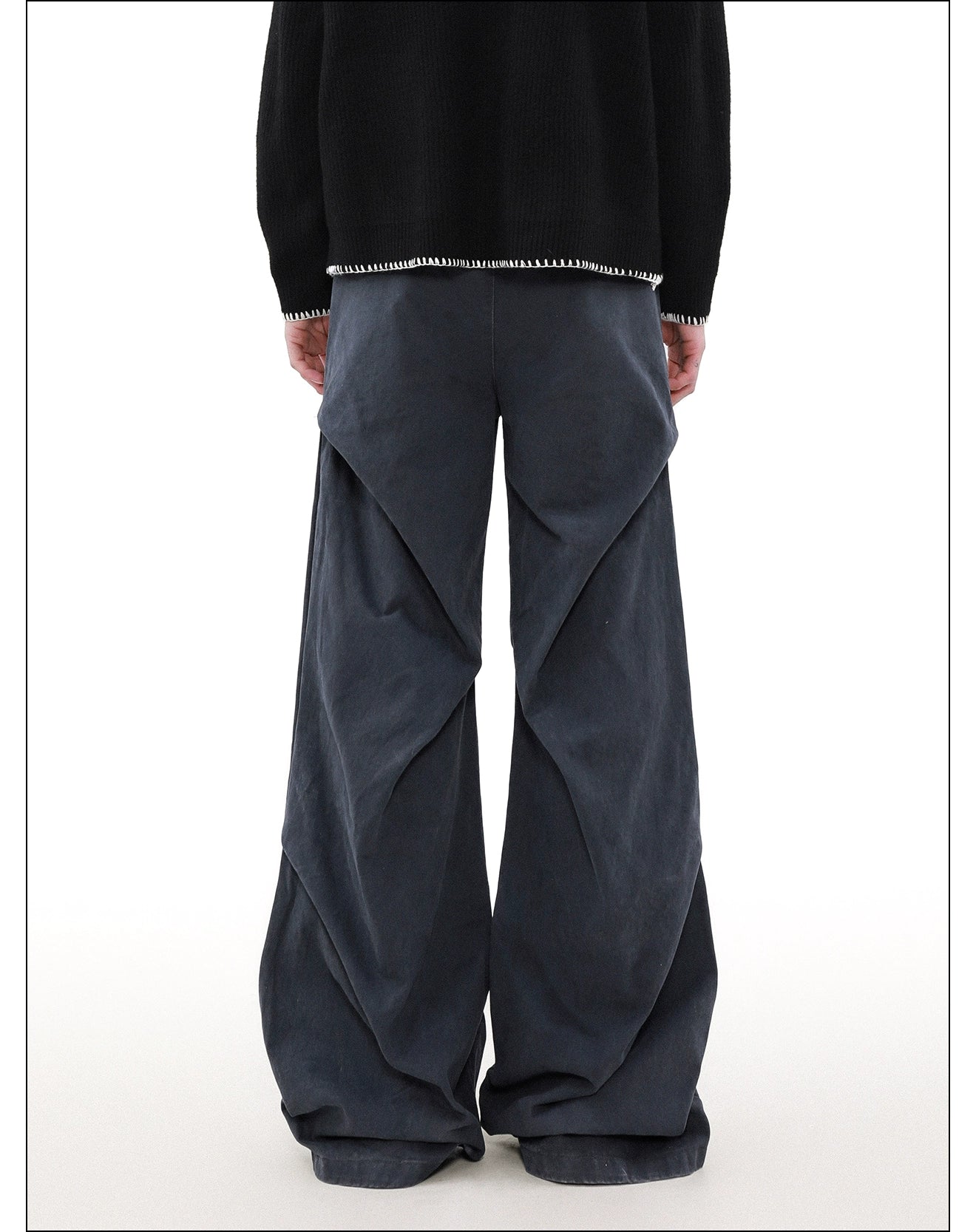 Washed Pleats Loose Straight Pants